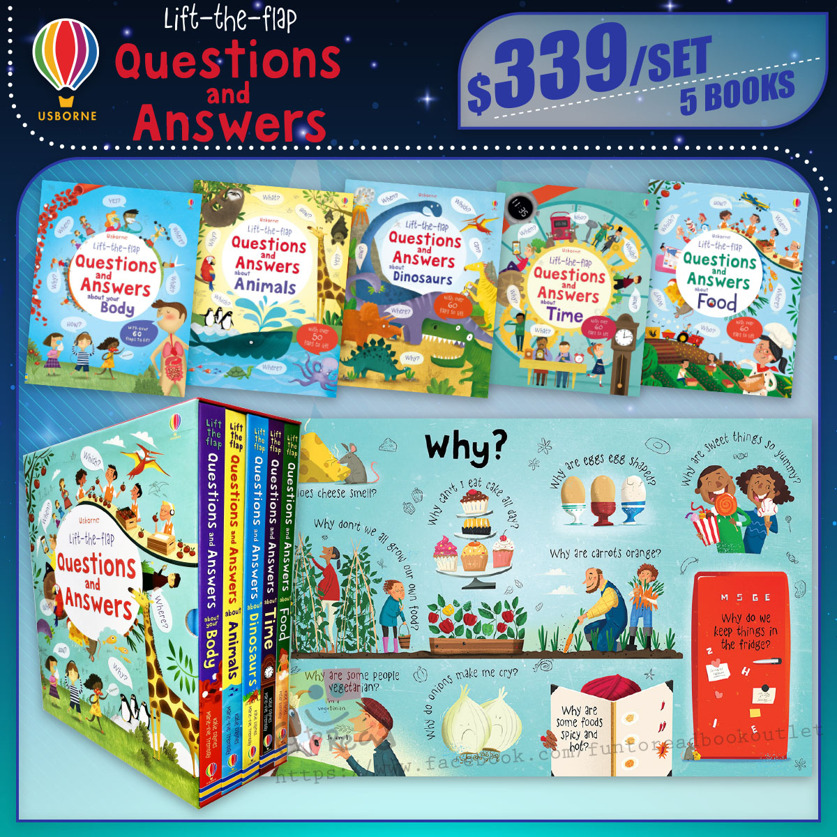 Usborne Lift-the-flap Questions and Answers Collection (5 books 