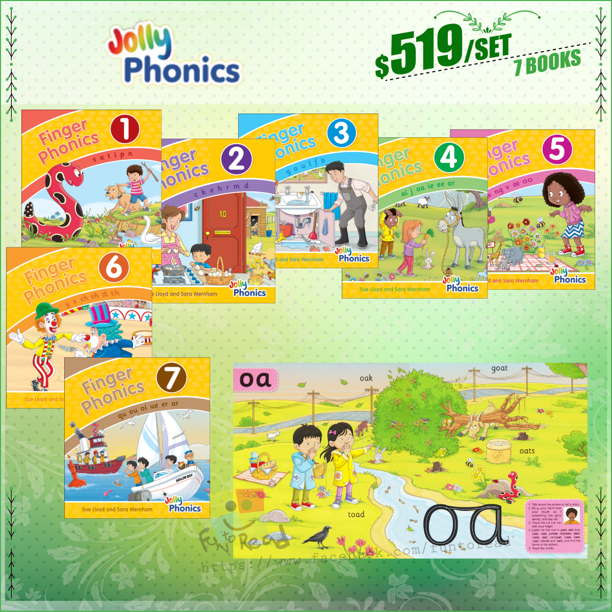 Jolly Phonics Finger Phonics (Book 1-7) - Funtoread